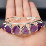Solid 925 Sterling Silver & Natural Raw Amethyst Handmade Cuff Bracelet
