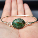 Solid 925 Sterling Silver & Natural Turquoise Handmade Bangle Bracelet