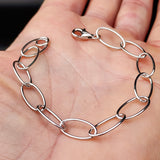 Solid 925 Sterling Silver 6mm Oval Chain Bracelet