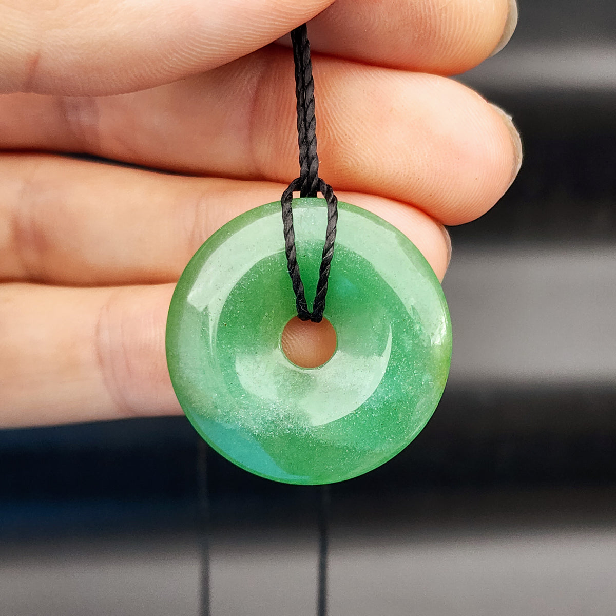 30mm Natural Aventurine Donut Pendant Necklace – amberj