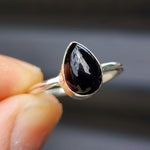 (Q) Solid Sterling Silver & Black Onyx Pear Handmade Solitaire Ring