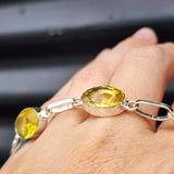 Solid 925 Sterling Silver & Natural Citrine Stone Handmade Chain Bracelet