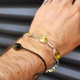 Solid 925 Sterling Silver & Natural Citrine Stone Handmade Chain Bracelet