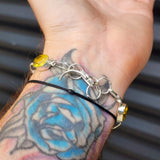 Solid 925 Sterling Silver & Natural Citrine Stone Handmade Chain Bracelet