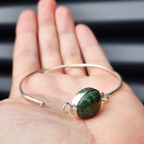 Solid 925 Sterling Silver & Natural Turquoise Handmade Bangle Bracelet