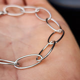 Solid 925 Sterling Silver 6mm Oval Chain Bracelet