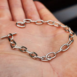 Solid 925 Sterling Silver 9mm Chain Bracelet With Toggle