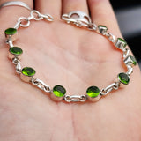 Solid 925 Sterling Silver & Natural Peridot Handmade Chain Bracelet