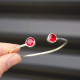 Solid 925 Sterling Silver & Natural Garnet Handmade Cuff Bracelet
