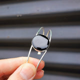 Solid 925 Sterling Silver & Natural Black Onyx Handmade Cuff Bracelet