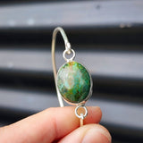 Solid 925 Sterling Silver & Natural Turquoise Handmade Bangle Bracelet