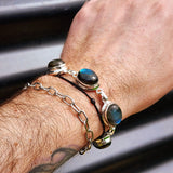 Solid 925 Sterling Silver & Natural Labradorite Handmade Chain Bracelet