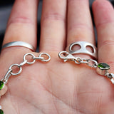 Solid 925 Sterling Silver & Natural Peridot Handmade Chain Bracelet