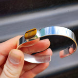 Solid 925 Sterling Silver & Natural Tiger Eye Handmade Cuff Bracelet