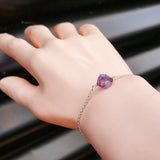 Solid 925 Sterling Silver & Raw Natural Amethyst Chain Bracelet