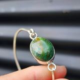 Solid 925 Sterling Silver & Natural Turquoise Handmade Bangle Bracelet