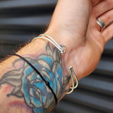 Solid 925 Sterling Silver & Natural Black Onyx Handmade Cuff Bracelet