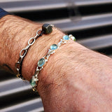 Solid 925 Sterling Silver & Natural Aquamarine Handmade Chain Bracelet