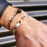 Solid 925 Sterling Silver & Natural Citrine Rustic Handmade Hammer Finish Cuff Bracelet