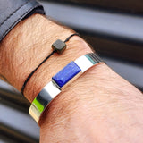 Solid 925 Sterling Silver & Natural Lapis Lazuli Rectangle Cuff Bracelet