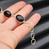 Solid 925 Sterling Silver & Natural Black Onyx Handmade Chain Bracelet