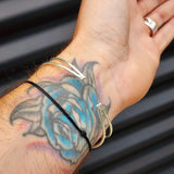 Solid 925 Sterling Silver & Natural Garnet Handmade Cuff Bracelet