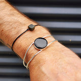 Solid 925 Sterling Silver & Natural Black Onyx Handmade Cuff Bracelet