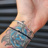 Solid 925 Sterling Silver & Natural Larimar Handmade Cuff Bracelet