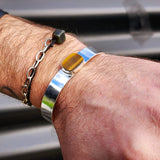 Solid 925 Sterling Silver & Natural Tiger Eye Handmade Cuff Bracelet