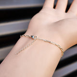 Solid 925 Sterling Silver & Natural Amethyst Rectangle Chain Bracelet