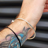 Solid 925 Sterling Silver & Natural Garnet Handmade Cuff Bracelet