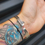 Solid Sterling Silver & Natural Peridot Handmade Cuff Bracelet