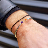 Solid 925 Sterling Silver, Amethyst & Carnelian Stone Bracelet