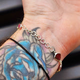 Solid 925 Sterling Silver & Natural Raw Mixed Tourmaline Chain Bracelet