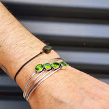 Solid Sterling Silver & Natural Peridot Handmade Cuff Bracelet