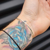 Solid 925 Sterling Silver & Natural Charoite Handmade Bangle Bracelet