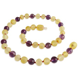Amber Teething Necklace - Raw Lemon & Amethyst