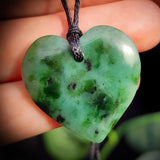 Nephrite Jade / Greenstone Heart Pendant Necklace (N495)