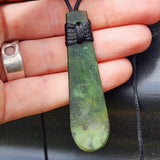 NZ Greenstone Pounamu Toki Pendant Necklace (N443)