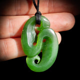 NZ Greenstone / Pounamu Double Koru Pendant Necklace (N676)