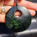 NZ Greenstone Pounamu Disk Pendant Necklace (N324)