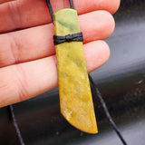 NZ Greenstone Pounamu Toki Pendant Necklace (N386)
