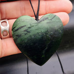 NZ Greenstone Pounamu Heart Pendant Necklace (N345)