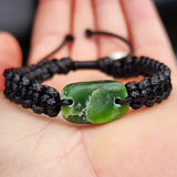 Natural Greenstone One Off Macrame Bracelet (1A3-788)