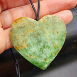 NZ Greenstone Pounamu Heart Pendant Necklace (N399)
