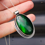 Solid Sterling Silver & Green Labradorite Handmade Necklace
