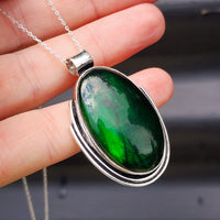 Solid Sterling Silver & Green Labradorite Handmade Necklace