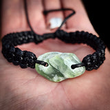 NZ Greenstone Pounamu One Off Macrame Bracelet (1A3-851)