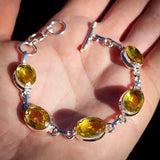 925 Sterling Silver & Citrine Stone Chain Bracelet