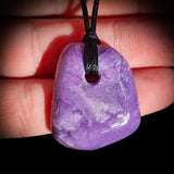 Natural Charoite Freeform Pendant Necklace (1BBB316)